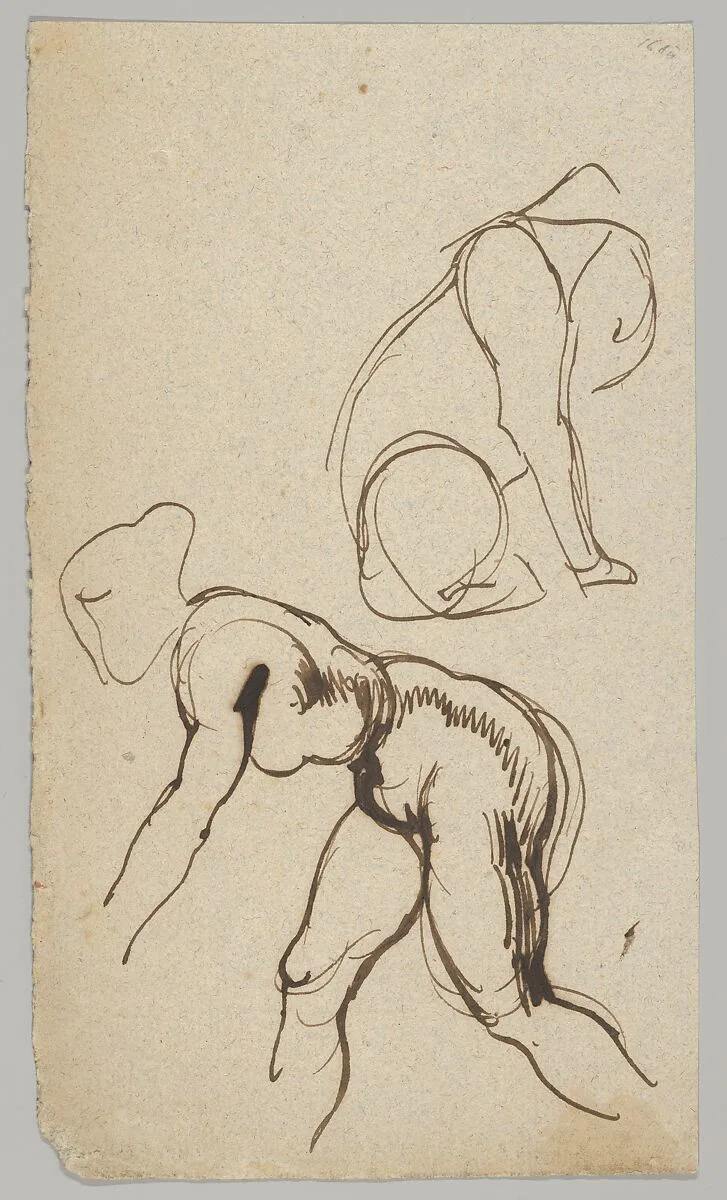 Studies of a Lion and a Female Nude (recto); Figure Studies (verso) — Eugène Delacroix