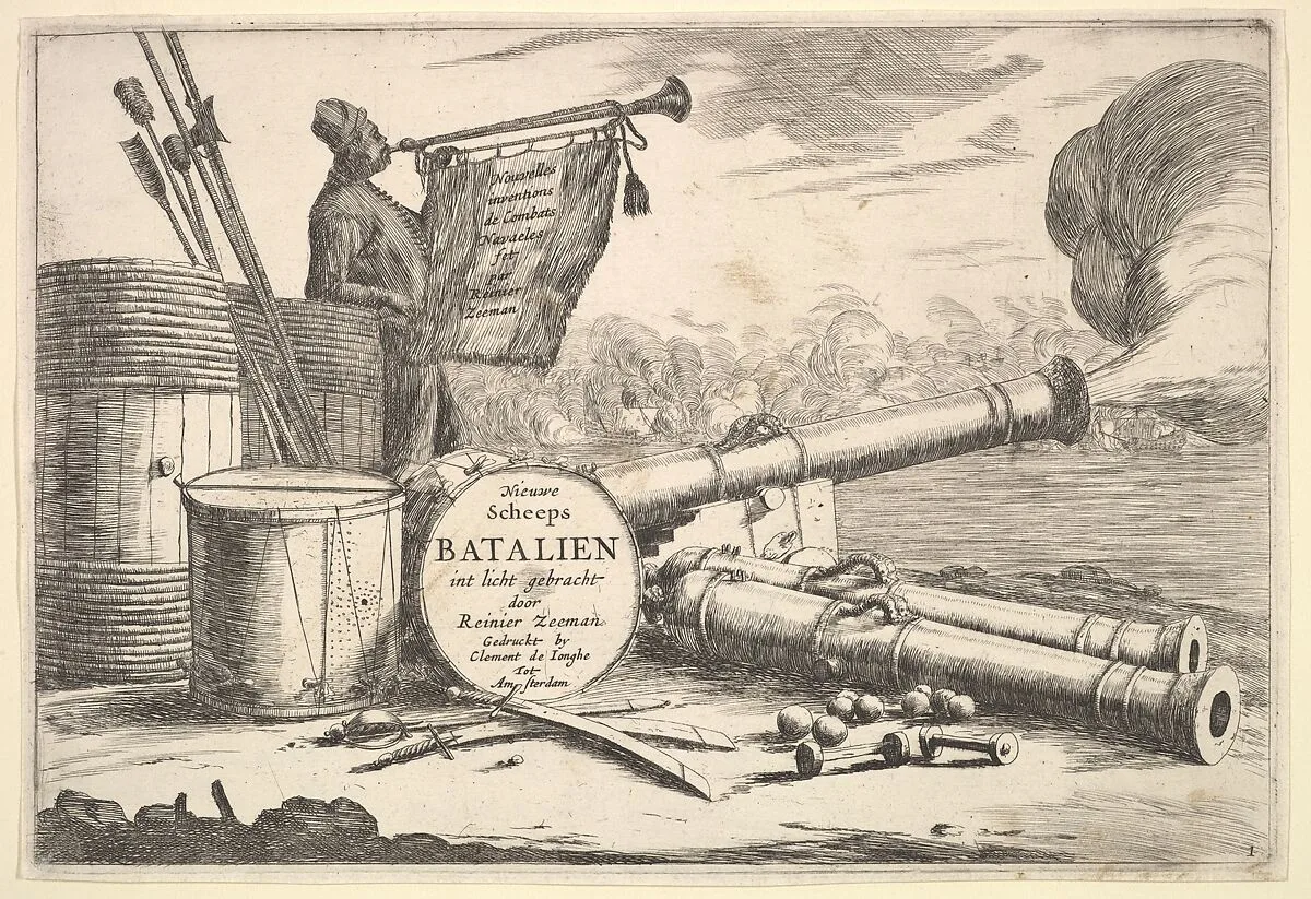 Instruments of Naval Combat, A Sailor Sounding the Trumpet — Reinier Nooms, called Zeeman
