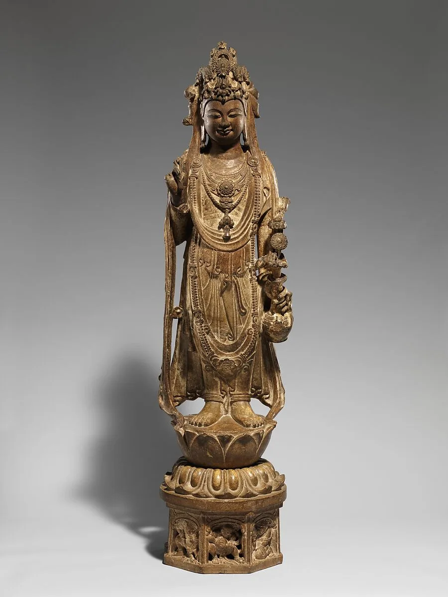 隋/唐 彩繪石雕觀音菩薩像|Bodhisattva Avalokiteshvara (Guanyin) — Unknown