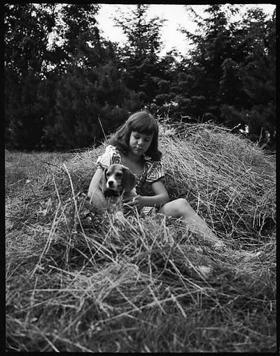 [Jill Fuller with Brenda the Beagle, Bedford, New York]