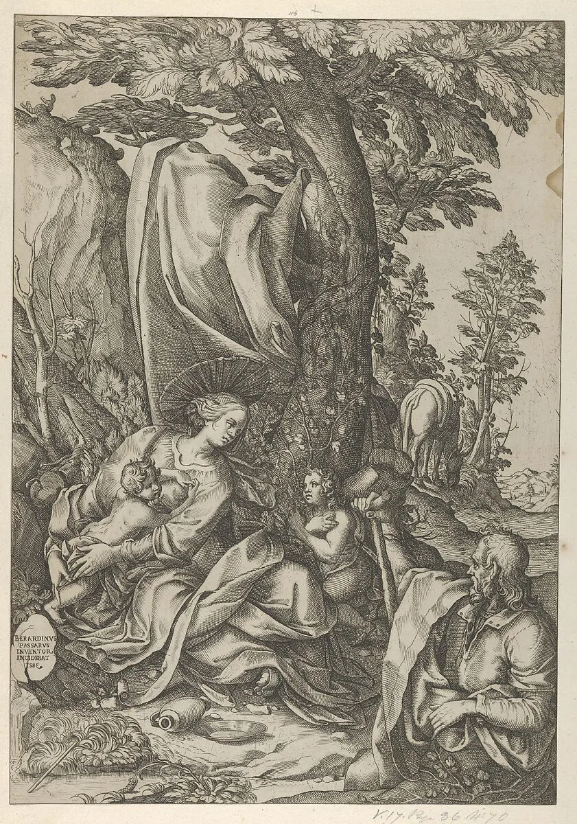 The Holy Family with John the Baptist in a landscape — Bernardino Passeri