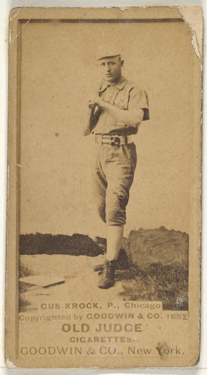 August H. "Gus" Krock, Pitcher, Chicago, from the Old Judge series (N172) for Old Judge Cigarettes — Goodwin & Company