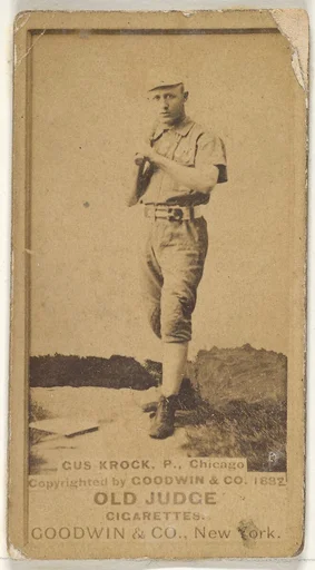 August H. "Gus" Krock, Pitcher, Chicago, from the Old Judge series (N172) for Old Judge Cigarettes