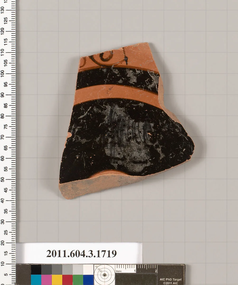 Terracotta fragment of a kylix: Lip cup (drinking cup) — Unknown