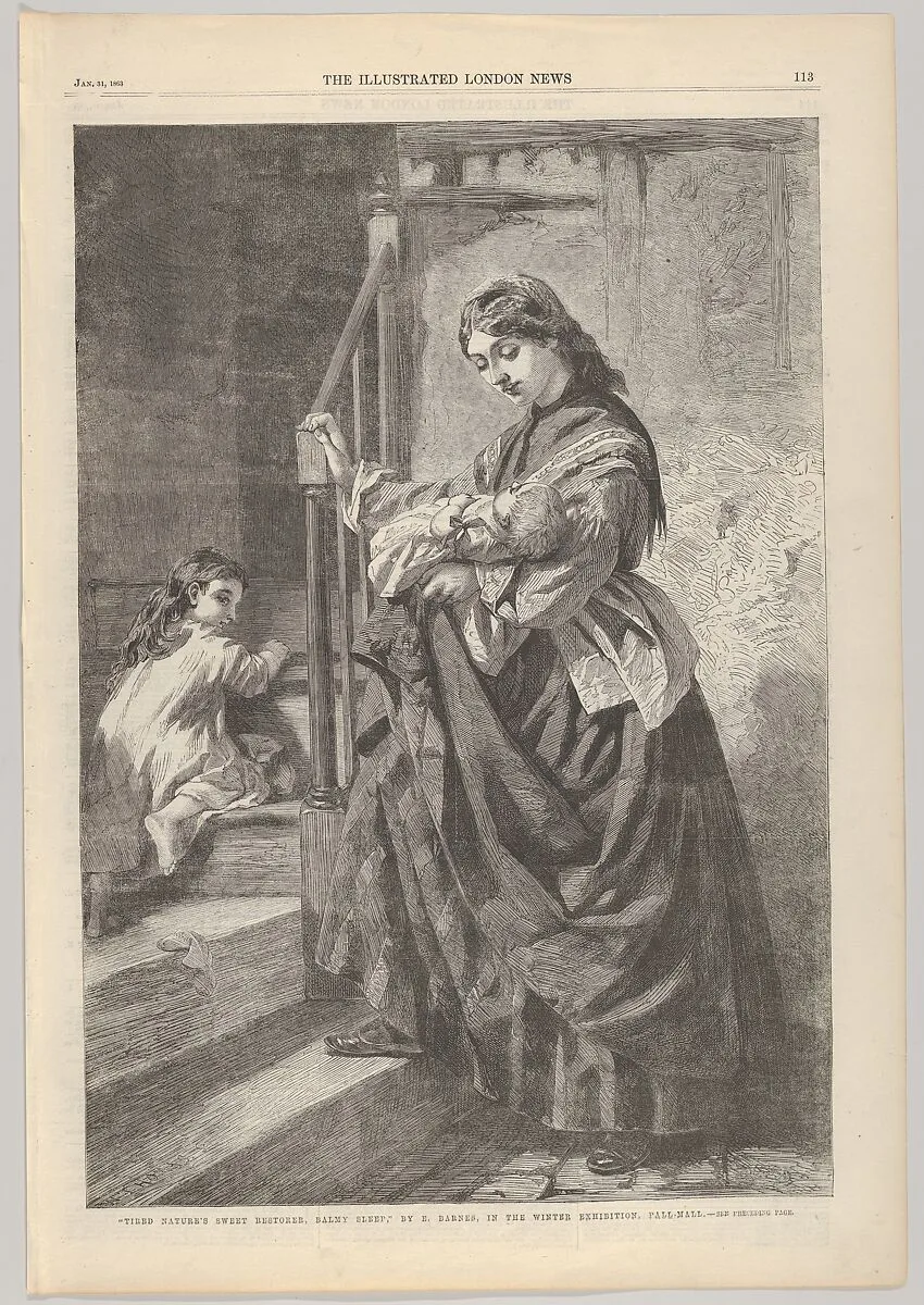 Tired Nature's Sweet Restorer, Balmy Sleep, from "Illustrated London News" — William Luson Thomas|Edward Charles Barnes