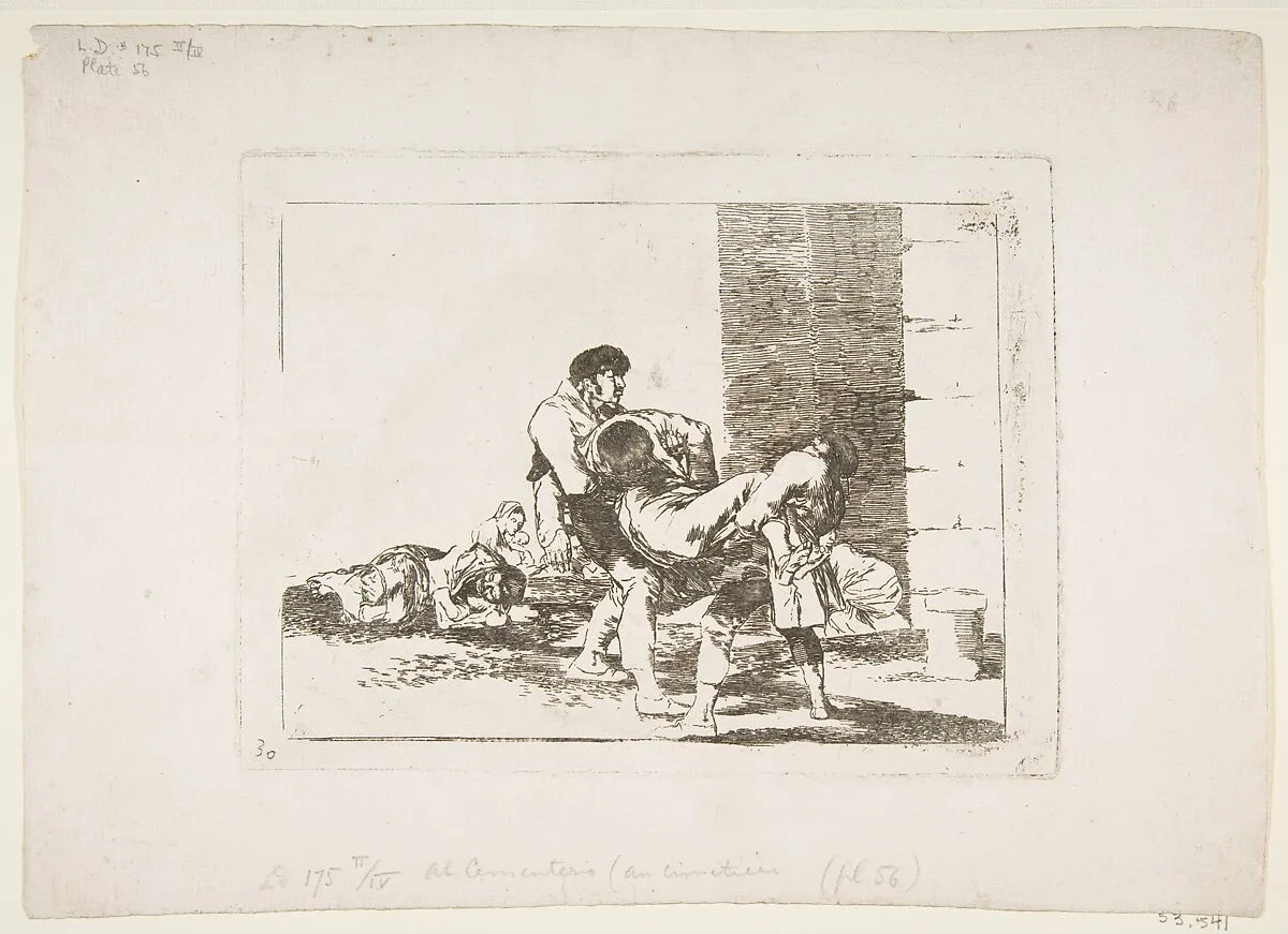 Plate 56 from 'The Disasters of War' (Los Desastres de la Guerra): 'To the cemetery.'(Al cementerio.) — Goya (Francisco de Goya y Lucientes)