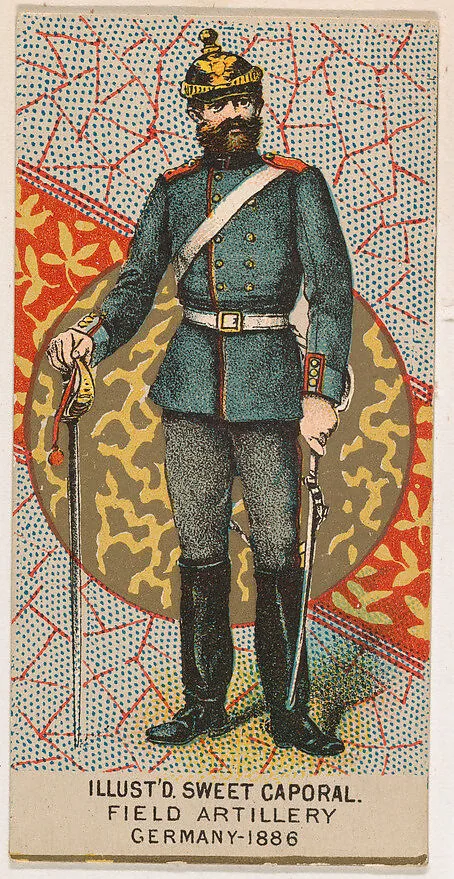 Field Artillery, Germany, 1886, from the Military Series (N224) issued by Kinney Tobacco Company to promote Sweet Caporal Cigarettes — Kinney Brothers Tobacco Company