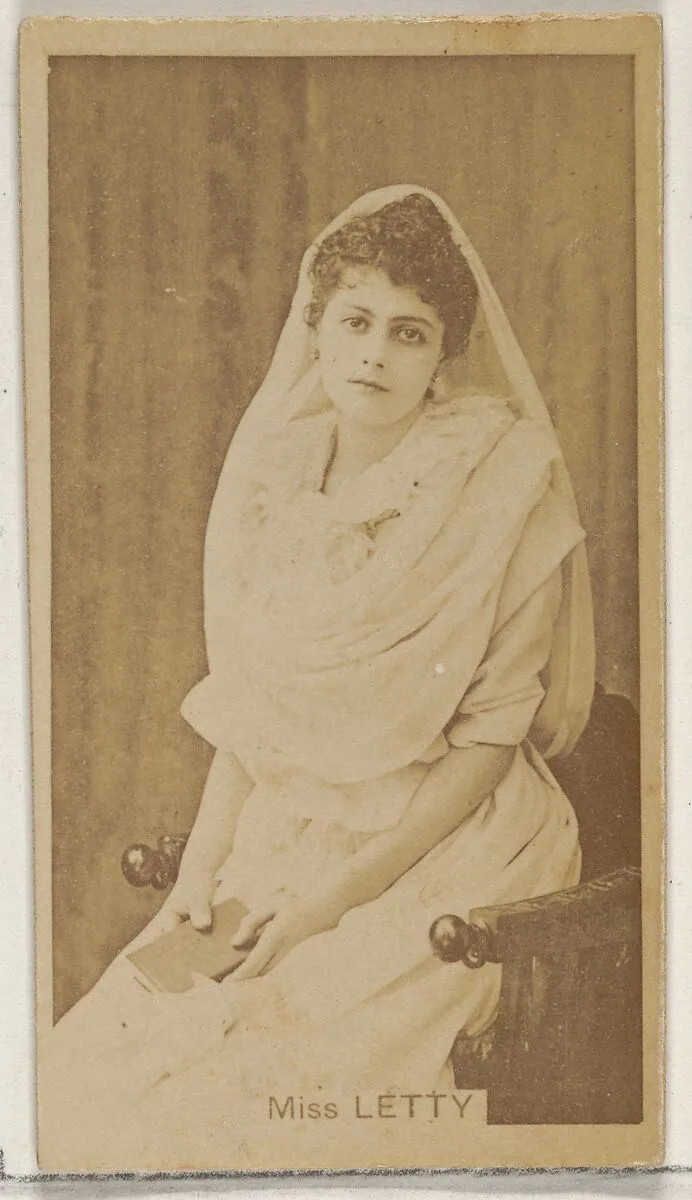 Miss Letty, from the Actors and Actresses series (N45, Type 8) for Virginia Brights Cigarettes — Allen & Ginter
