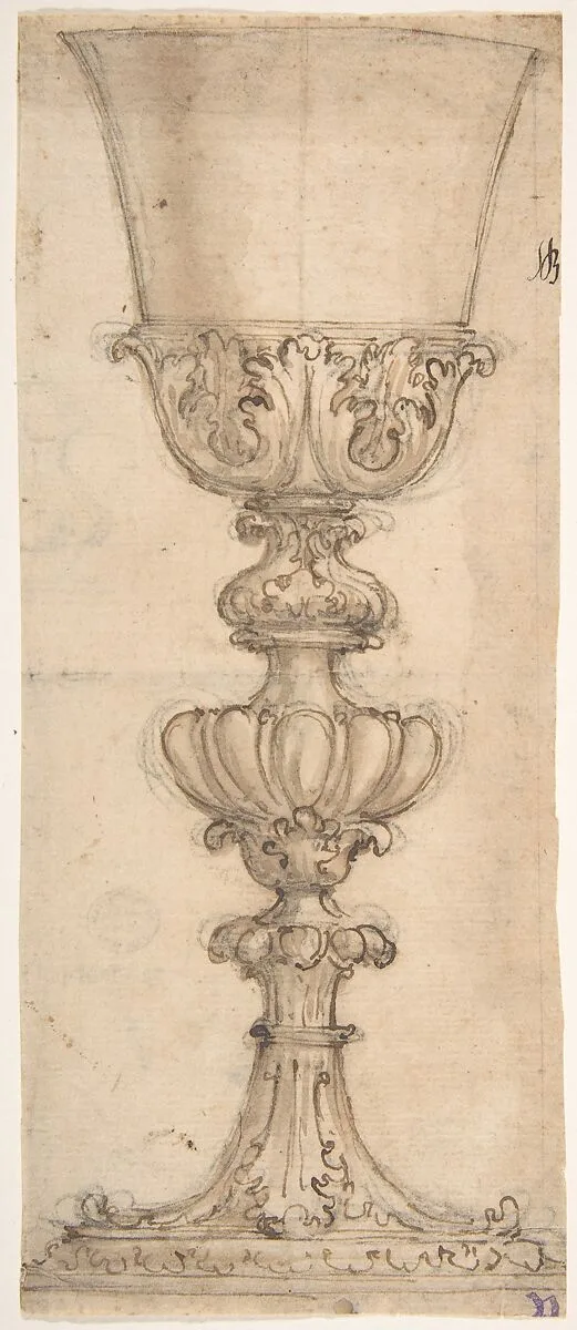 Design for a Chalice (recto); Design for the Base of a Vase (verso) — Giovanni Battista Foggini