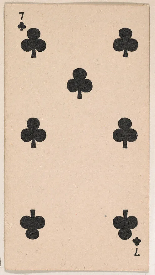 Seven of Clubs, from the Transparent Playing Cards series (N220) issued by Kinney Bros. — Kinney Brothers Tobacco Company