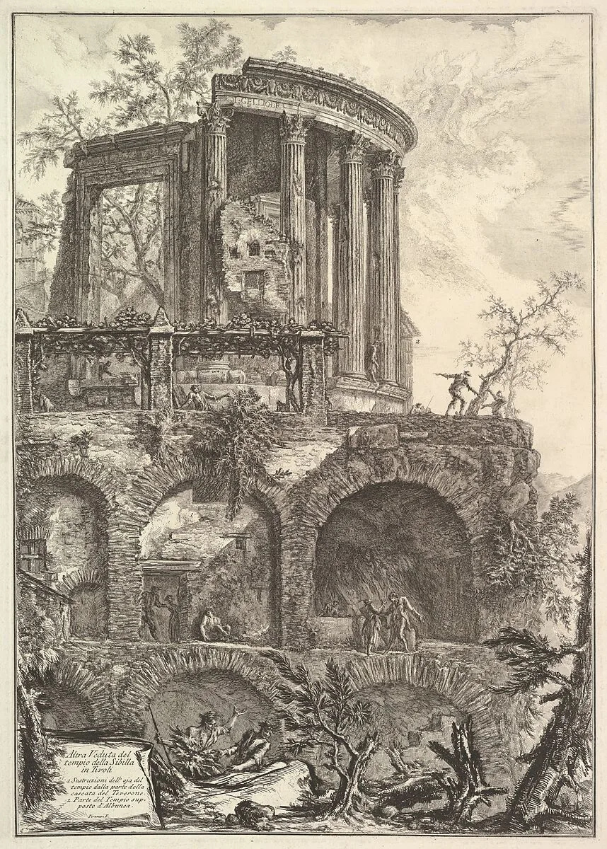 Altra V. del Tempio della Sibilla in Tivoli (Another view of the Temple of the Sibyl in Tivoli) — Giovanni Battista Piranesi