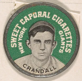 Crandall, New York Giants (green), from the Domino Discs series (PX7), issued by Kinney Brothers — Kinney Brothers Tobacco Company