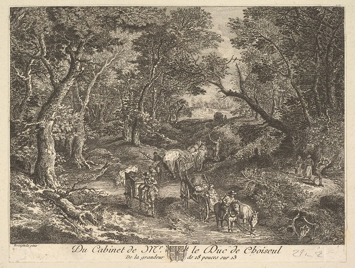 Carts on a Path through the Woods after a painting in the collection of the Duc de Choiseul — Jan Brueghel the Elder|Anonymous, French, 18th century