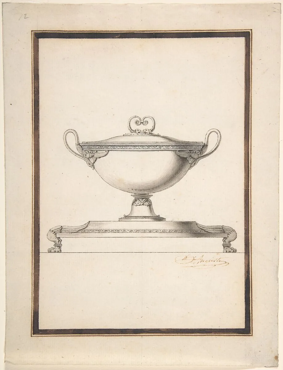 Design for a Covered Tureen on a Footed Stand — Henri Auguste