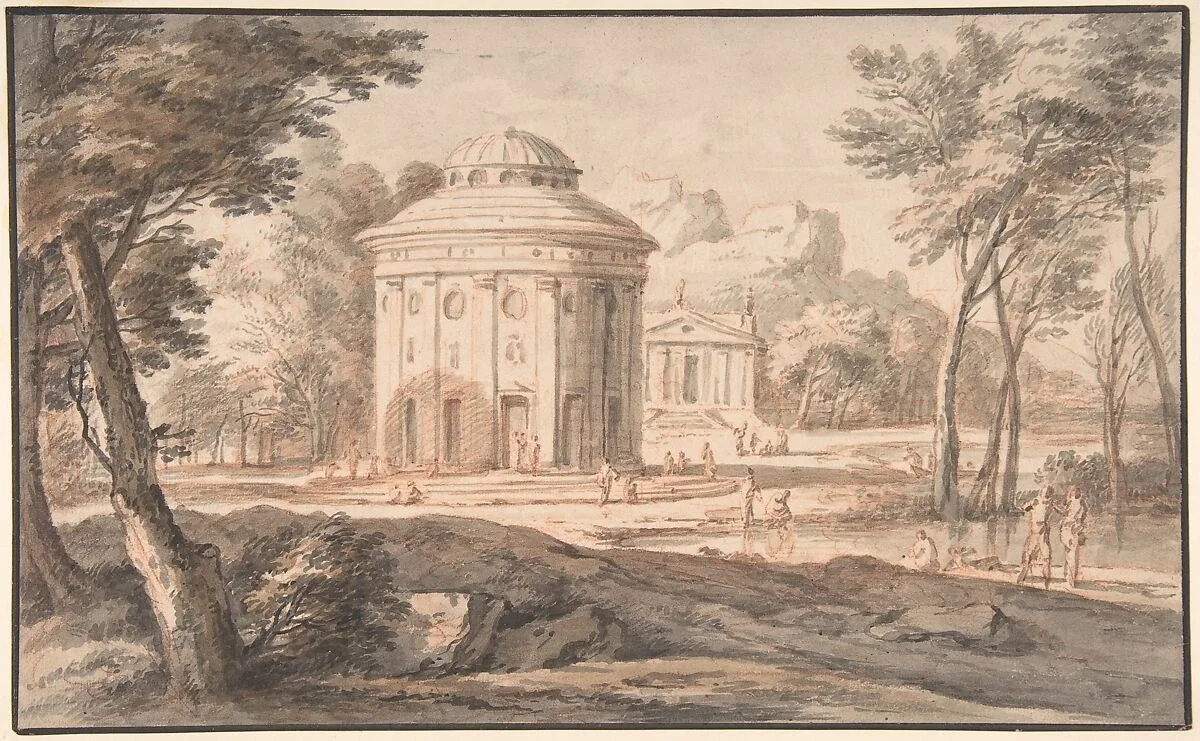 Landscape with Two Classical Temples and Figures — Jan Frans van Bloemen