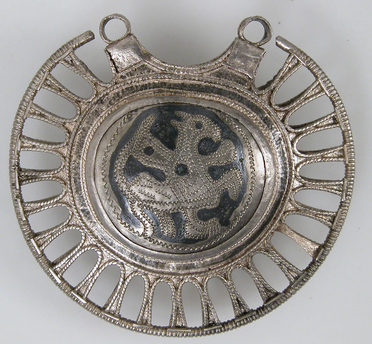 Temple Pendant with Filigree Border — Unknown