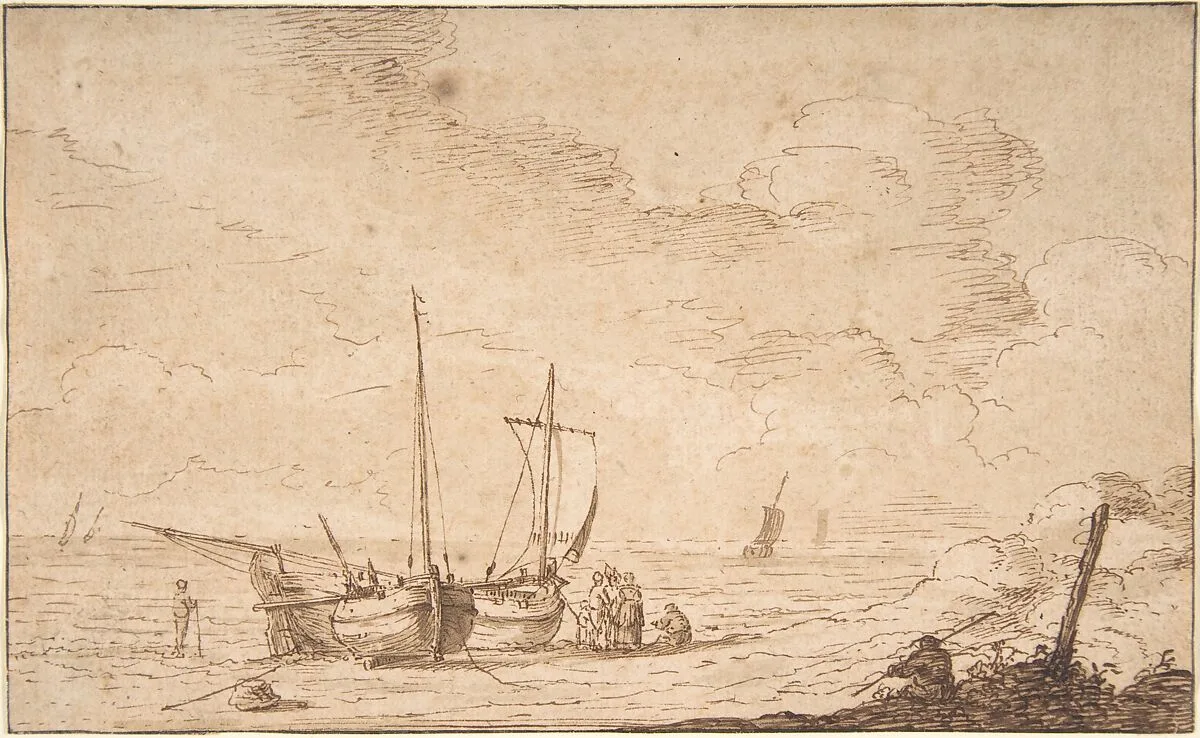 Beach Scene with Boats — Pieter Mulier the Elder|Jan Porcellis