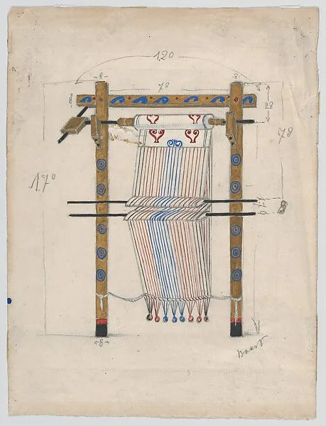 Design for a Loom, possibly for the Ballet 'Helen of Sparta' (1913) — Léon Bakst