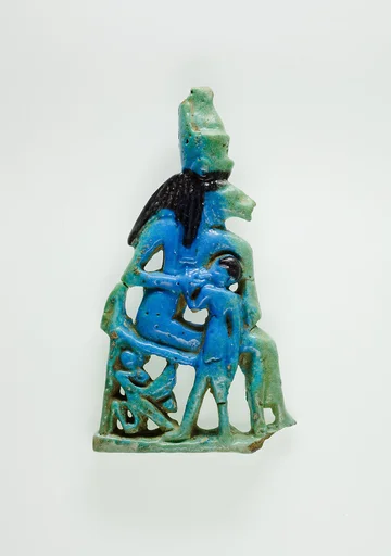 Lion-headed goddess suckling the king