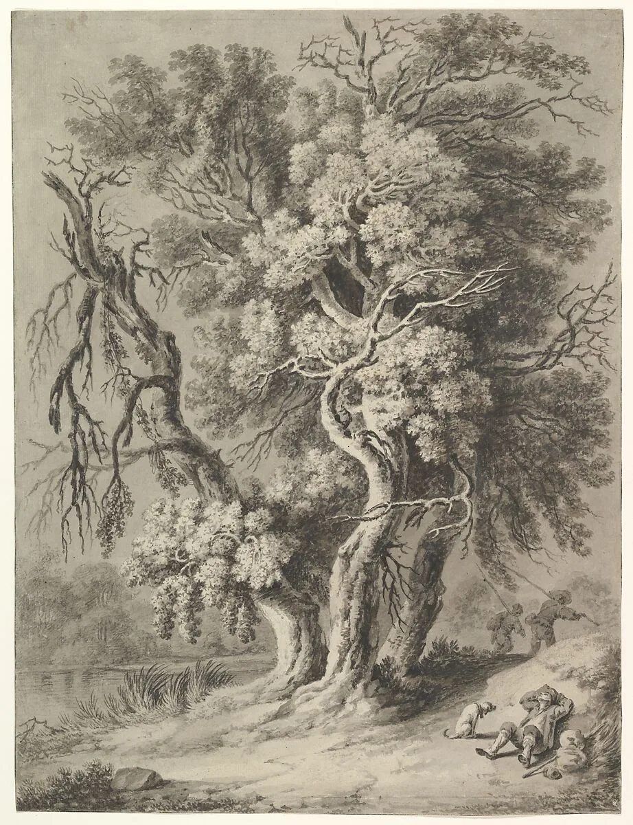 Riverscape with Hikers and a Dog — Heinrich Theodor Wehle