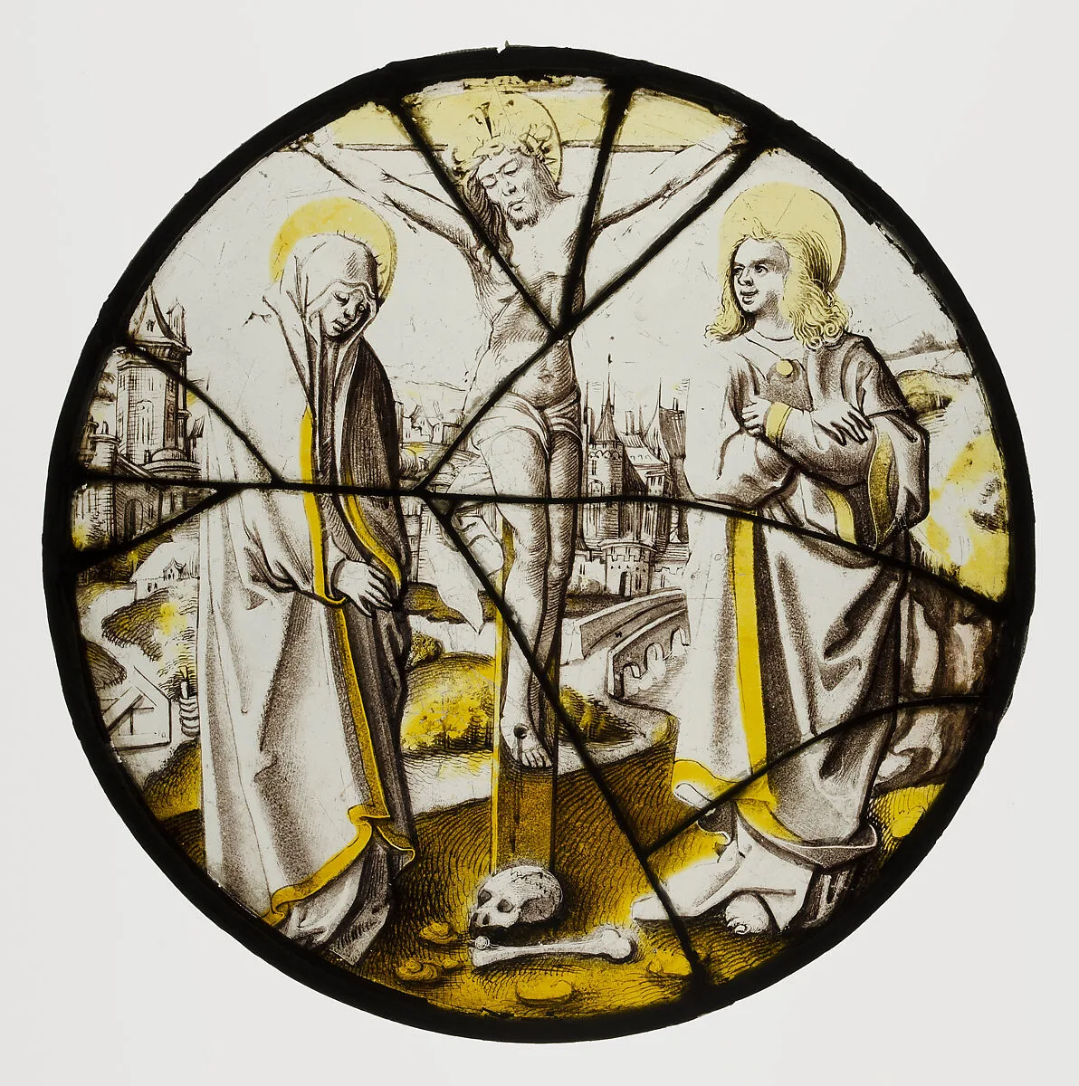 Roundel with the Crucifixion, the Virgin, and Saint John — Unknown