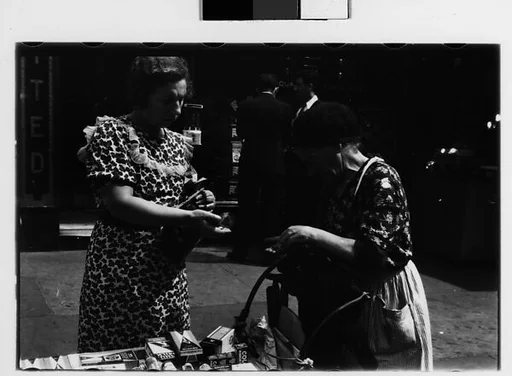 [Two 35mm Film Frames: Housegoods Vendor on Fourteenth Street, New York City]