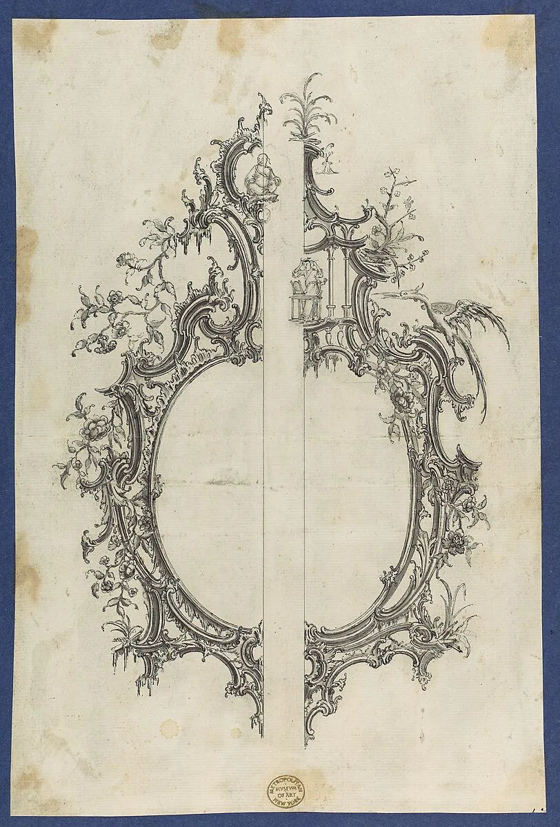 Pier Glass Frames, in Chippendale Drawings, Vol. I — Thomas Chippendale