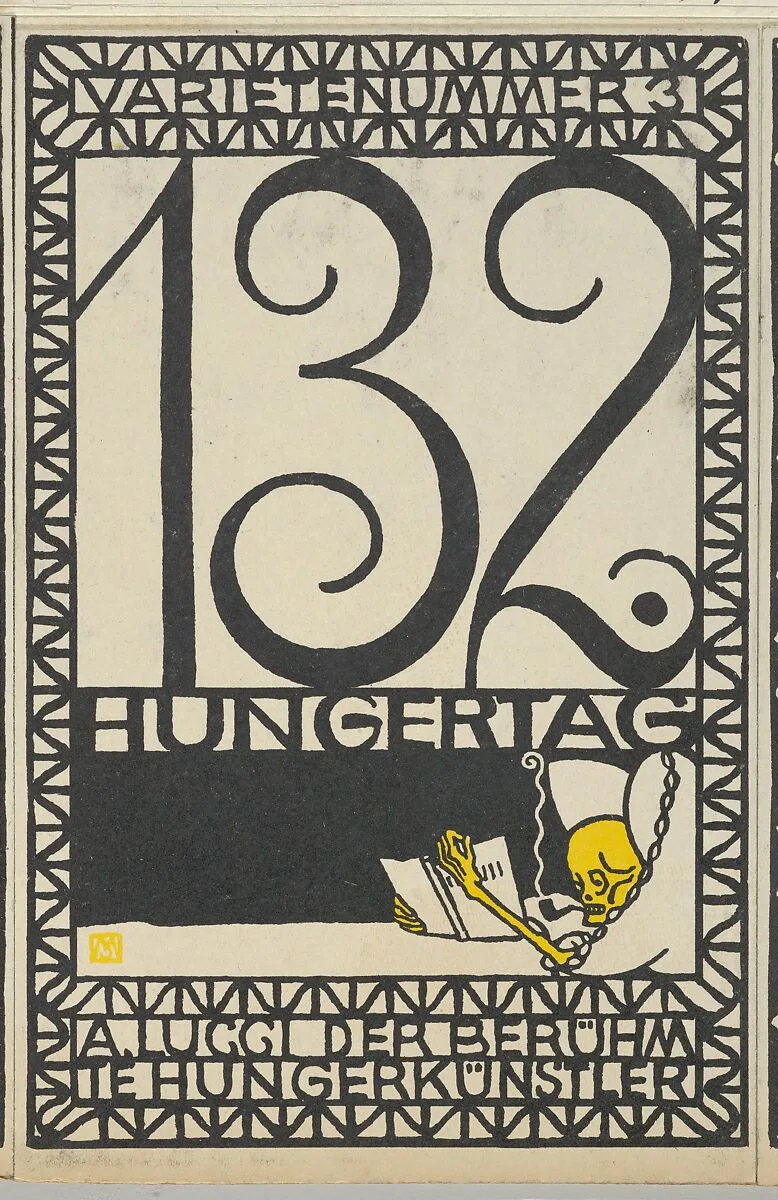 Variety Act 3: 132nd Day of Fasting, A. Lucci the Famous Hunger Artist (Varietenummer 3: 132 Hungertag, A. Lucci der Berühmte Hungerkünstler) — Moriz Jung|Wiener Werkstätte