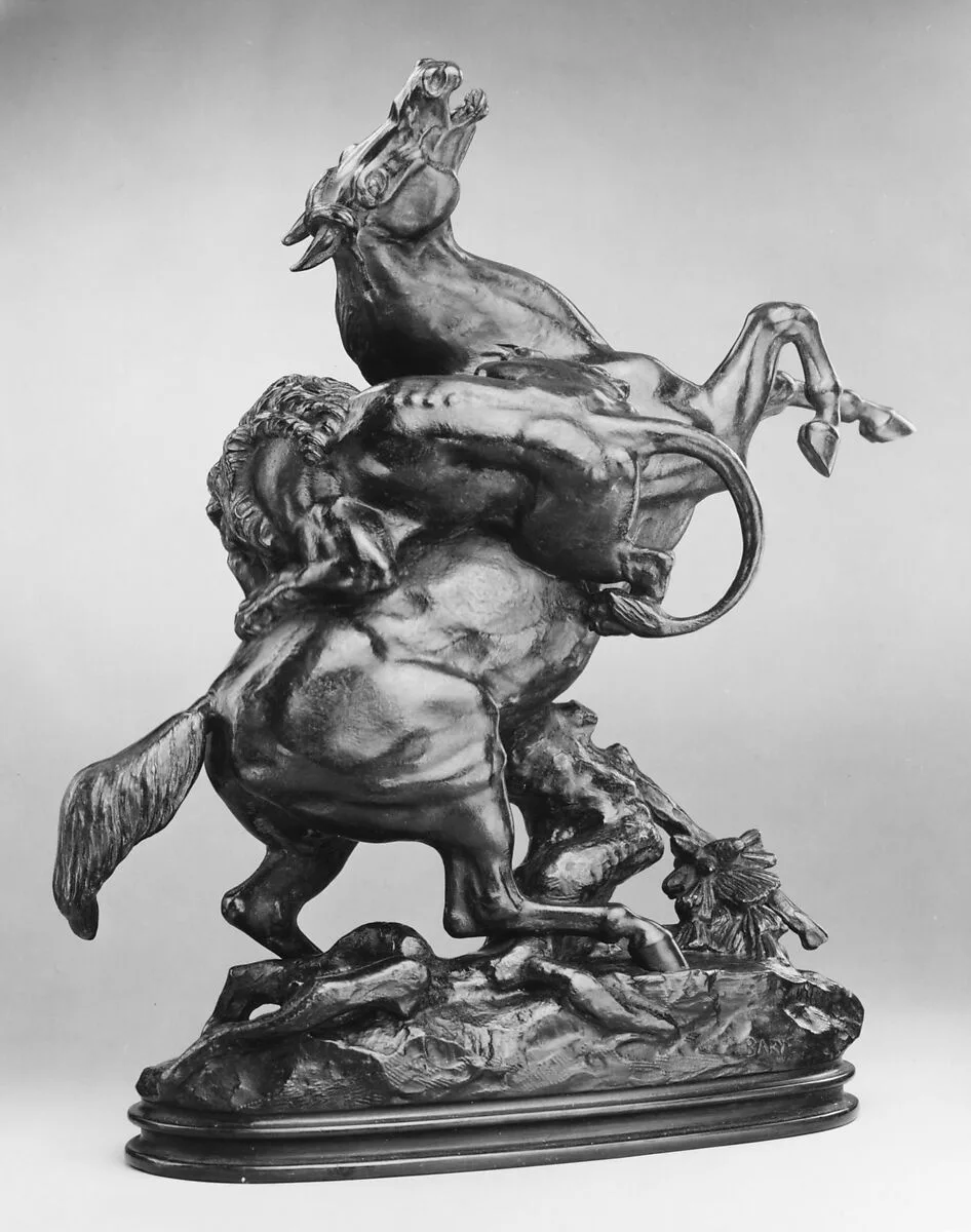 Horse Surprised by a Lion — Antoine-Louis Barye