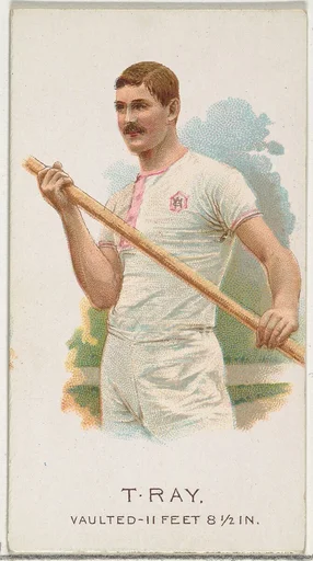 T. Ray, Pole Vaulter, from World's Champions, Series 2 (N29) for Allen & Ginter Cigarettes