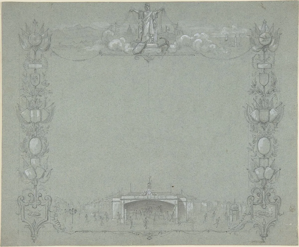 Design for a Certificate(?) sponsored by the French newspaper, La Dépêche — La Dépêche (The Dispatch)