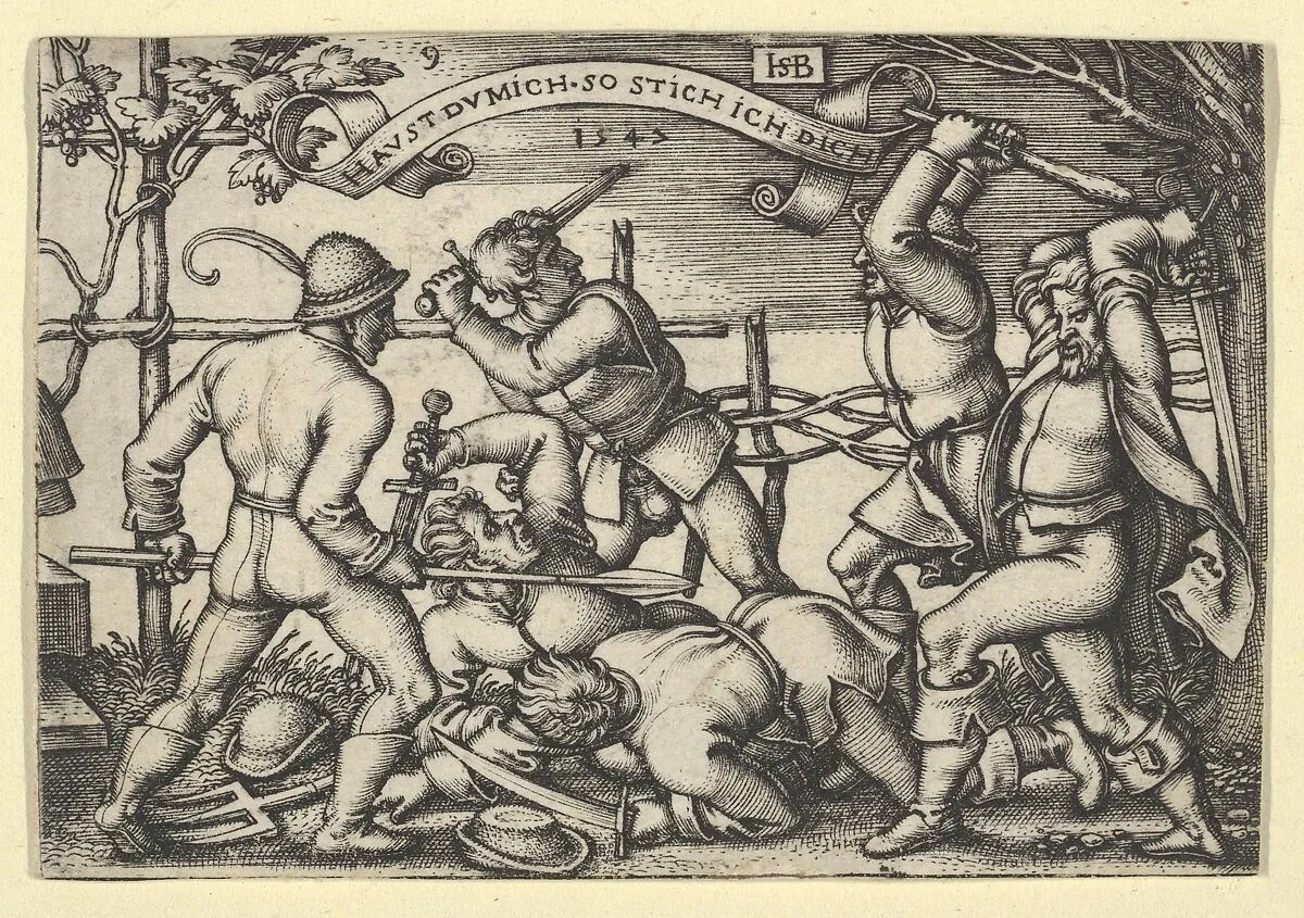 Peasants' Brawl from "The Peasants' Feast" or "The Twelve Months" — Sebald Beham