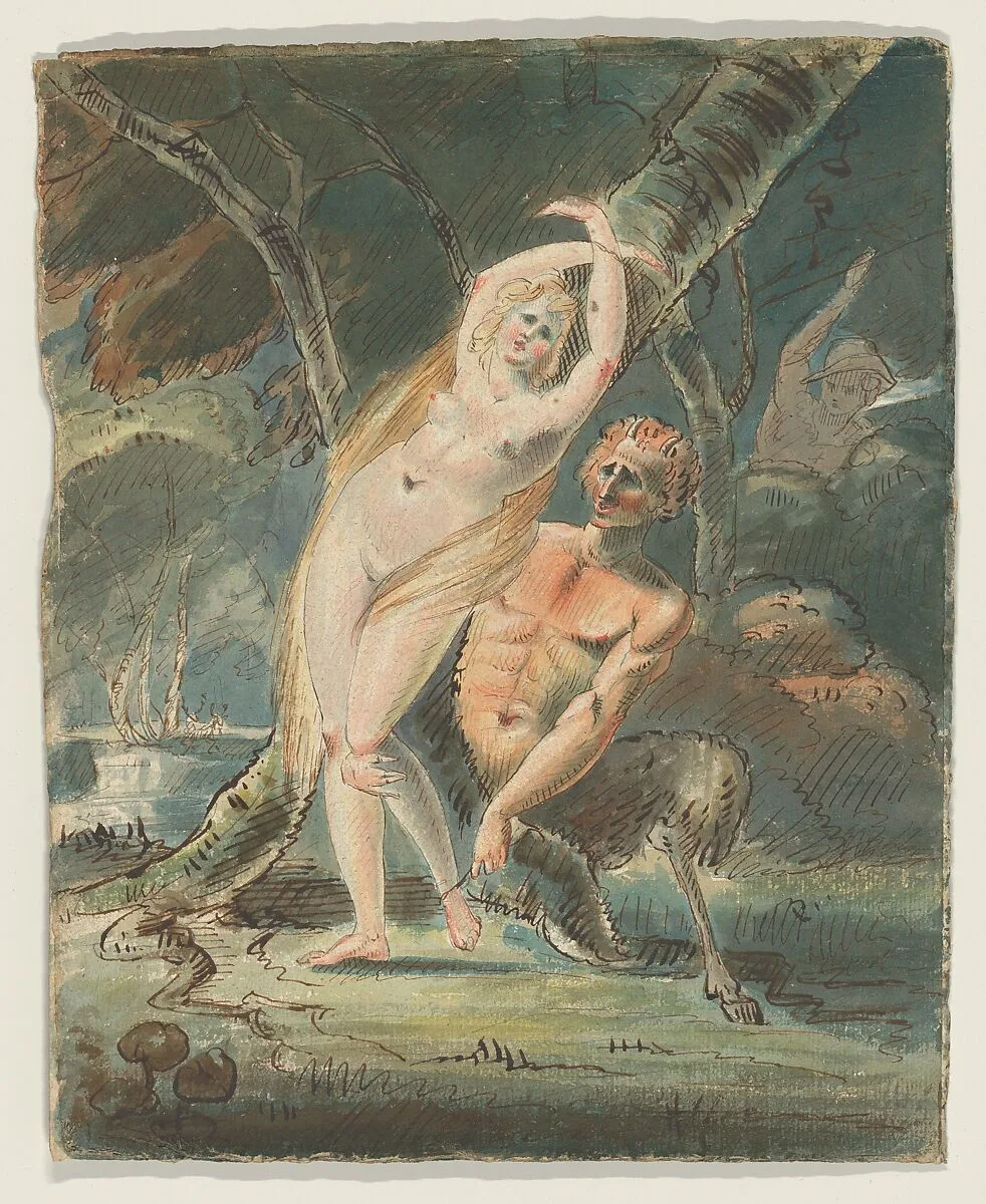 Amymone (?) with a Lecherous Satyr — William Hamilton