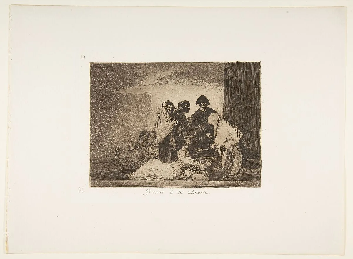 Plate 51 from "The Disasters of War" (Los Desastres de la Guerra): 'Thanks to the millet' (Gracias á la almorta) — Goya (Francisco de Goya y Lucientes)