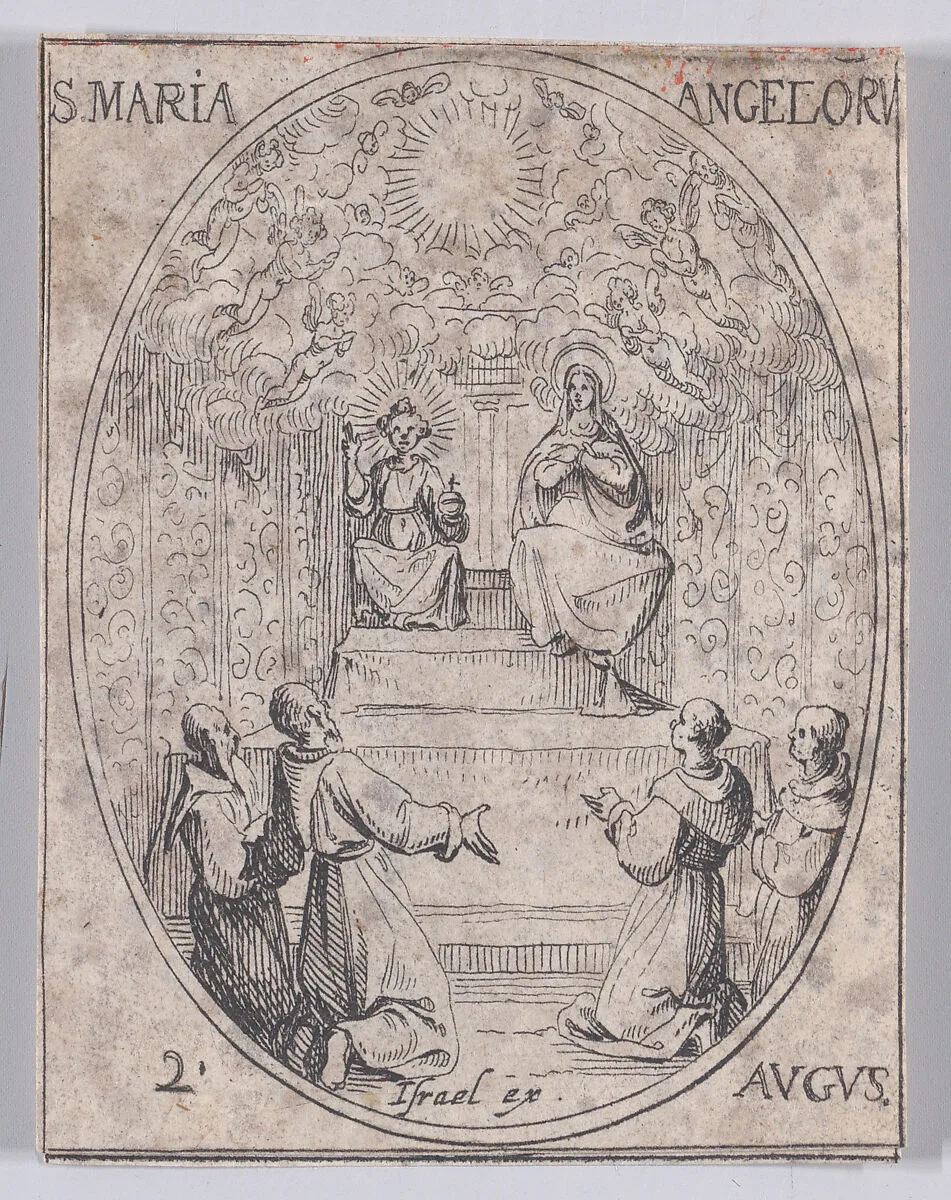 Ste. Marie-des-Anges (Our Lady of the Angels), August 2nd, from "Les Images De Tous Les Saincts et Saintes de L'Année" (Images of All of the Saints and Religious Events of the Year) — Jacques Callot|Israël Henriet