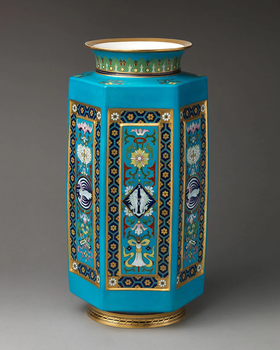Hexagonal vase with cloisonné decoration — Minton(s)