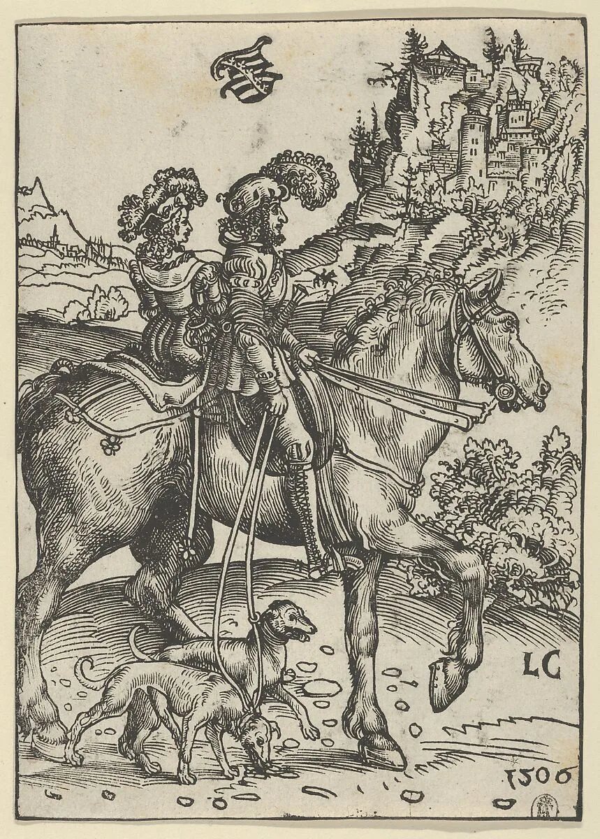 Gentleman and Lady Riding to the Hunt — Lucas Cranach the Elder