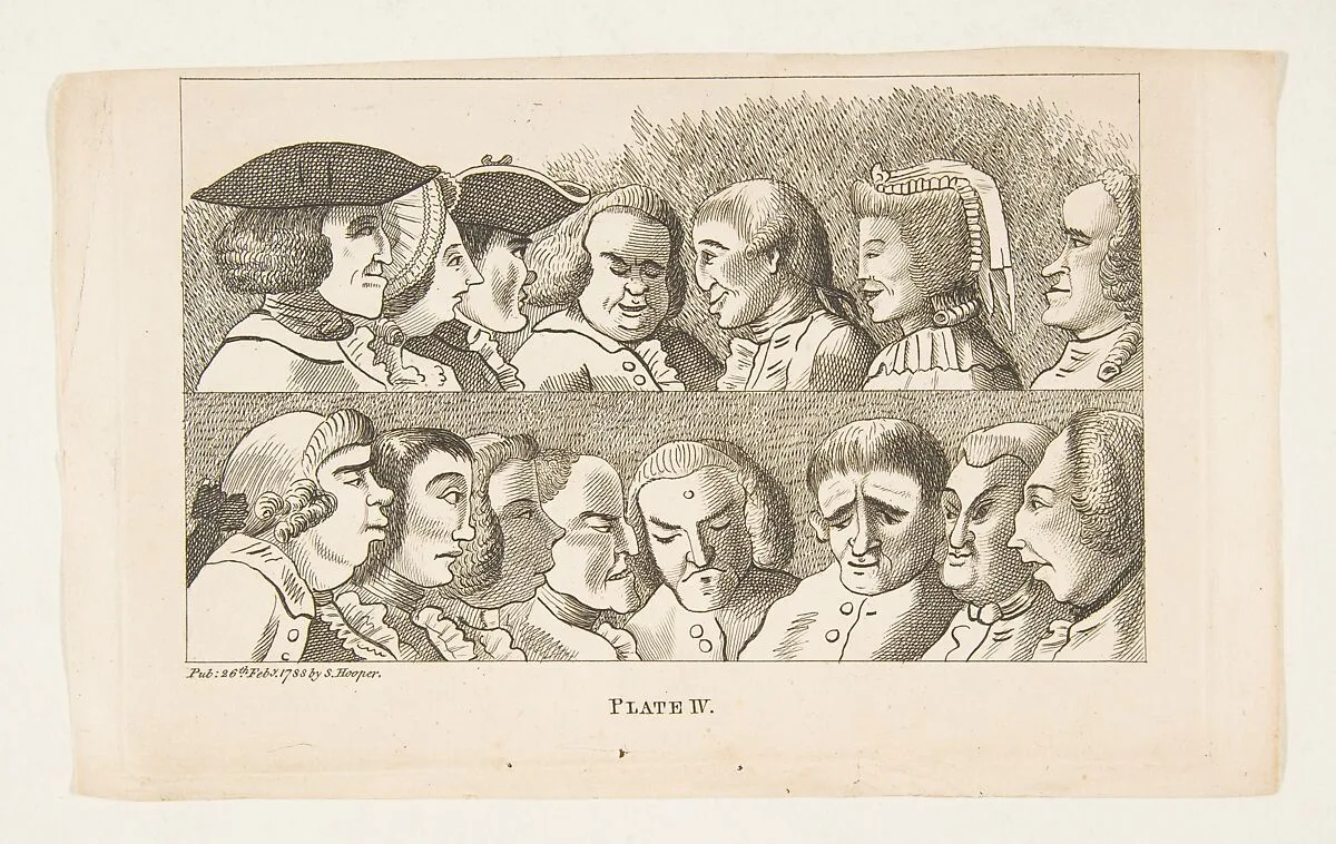 Plate IV, from Rules for Drawing Caricaturas — Francis Grose|Samuel Hooper