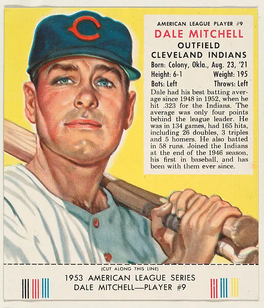 Dale Mitchell, from the Red Man All-Star Team series (T233), issued by Red Man Chewing Tobacco — Red Man Chewing Tobacco