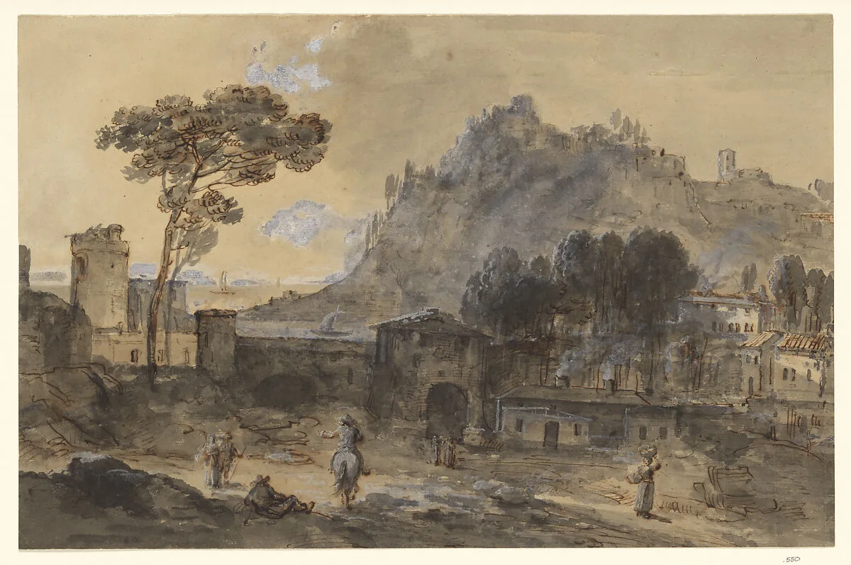 Classical Landscape: A Town and a Mountain by the Coast — Francesco Zuccarelli