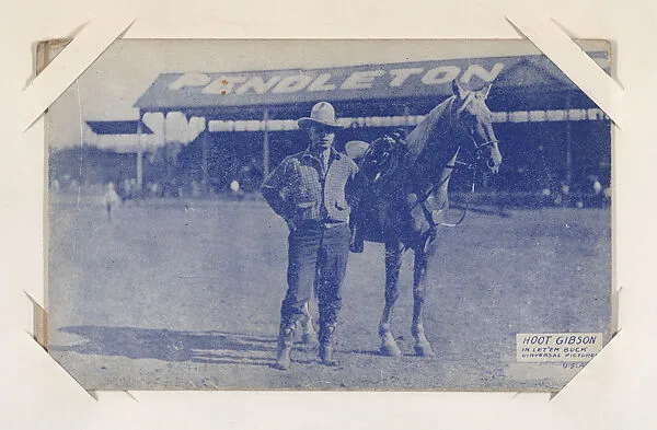 Hoot Gibson in "Let 'em Buck" from Western Stars or Scenes Exhibit Cards series (W412) — Unknown