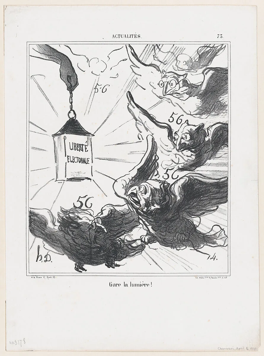 Look out for the light!, from 'News of the day,' published in "Le Charivari" — Honoré Daumier|Walter Frères|Arnaud de Vresse