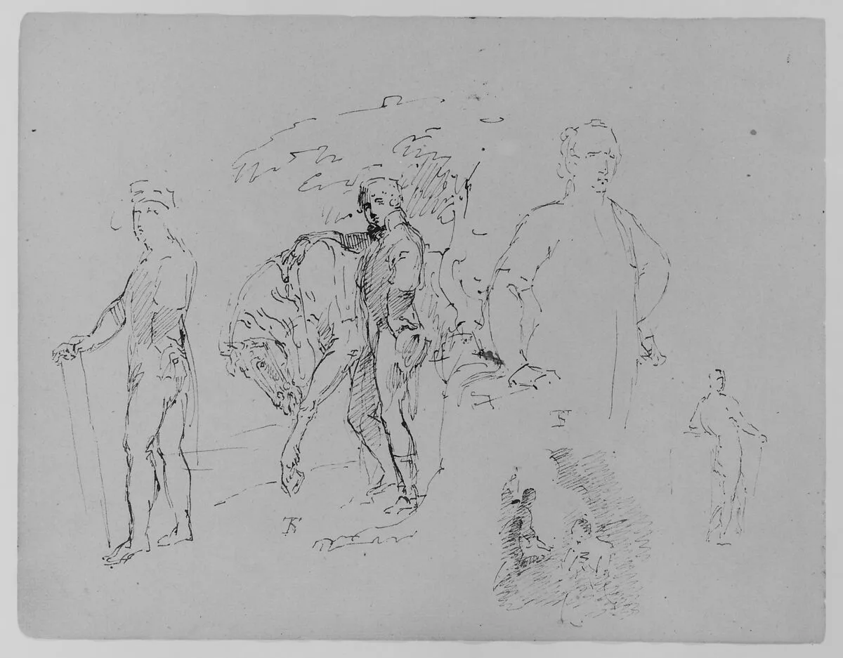 Charles I, after Van Dyke Dismounted Equestrian Portrait; Colonel George Kitts Coussmaker, after Reynolds (from Sketchbook) — Thomas Sully