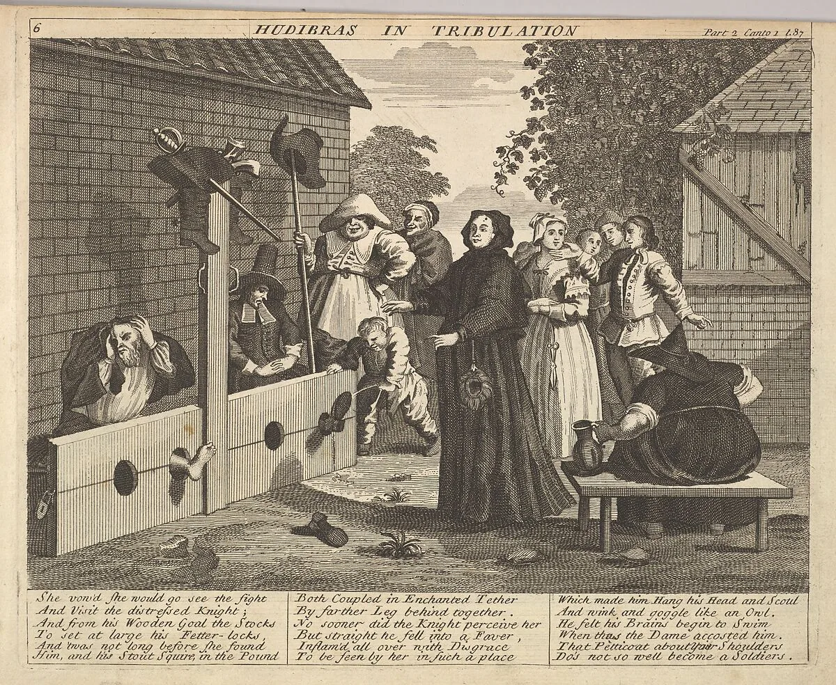 Hudibras in Tribulation (Plate 6: Illustrations to Samuel Butler's Hudibras) — William Hogarth|Henry Overton and J. Hoole|Samuel Butler