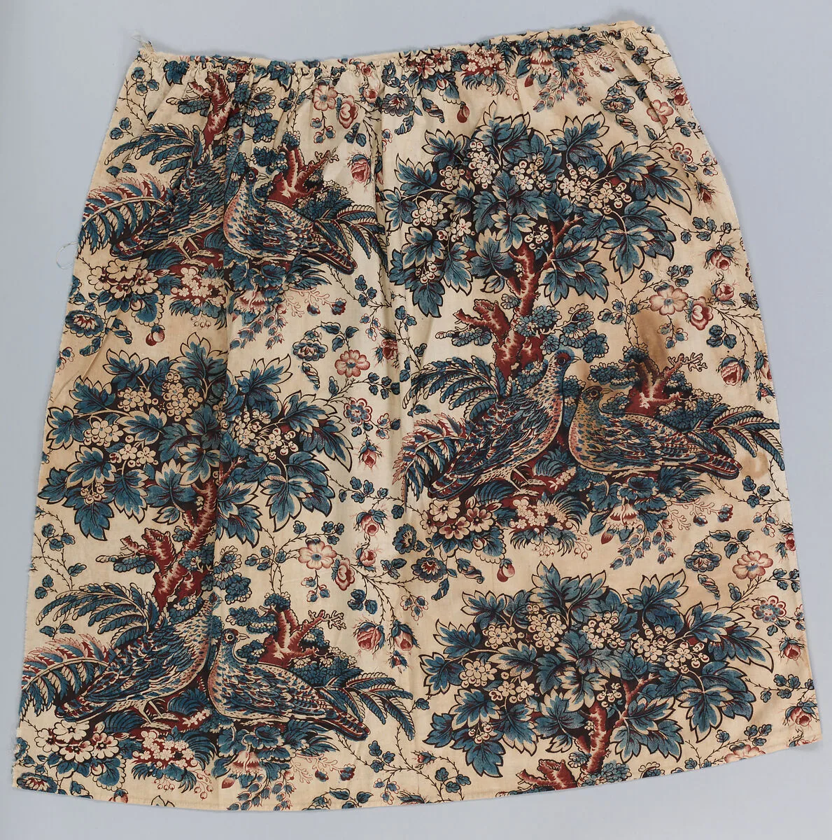 Section of bedskirt printed with game birds — Unknown