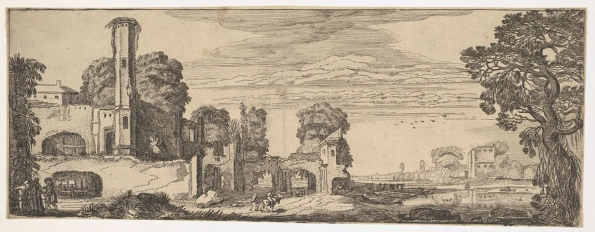 Riverscape with Ruins of a Castle (from Landscapes and Ruins) — Jan van de Velde II
