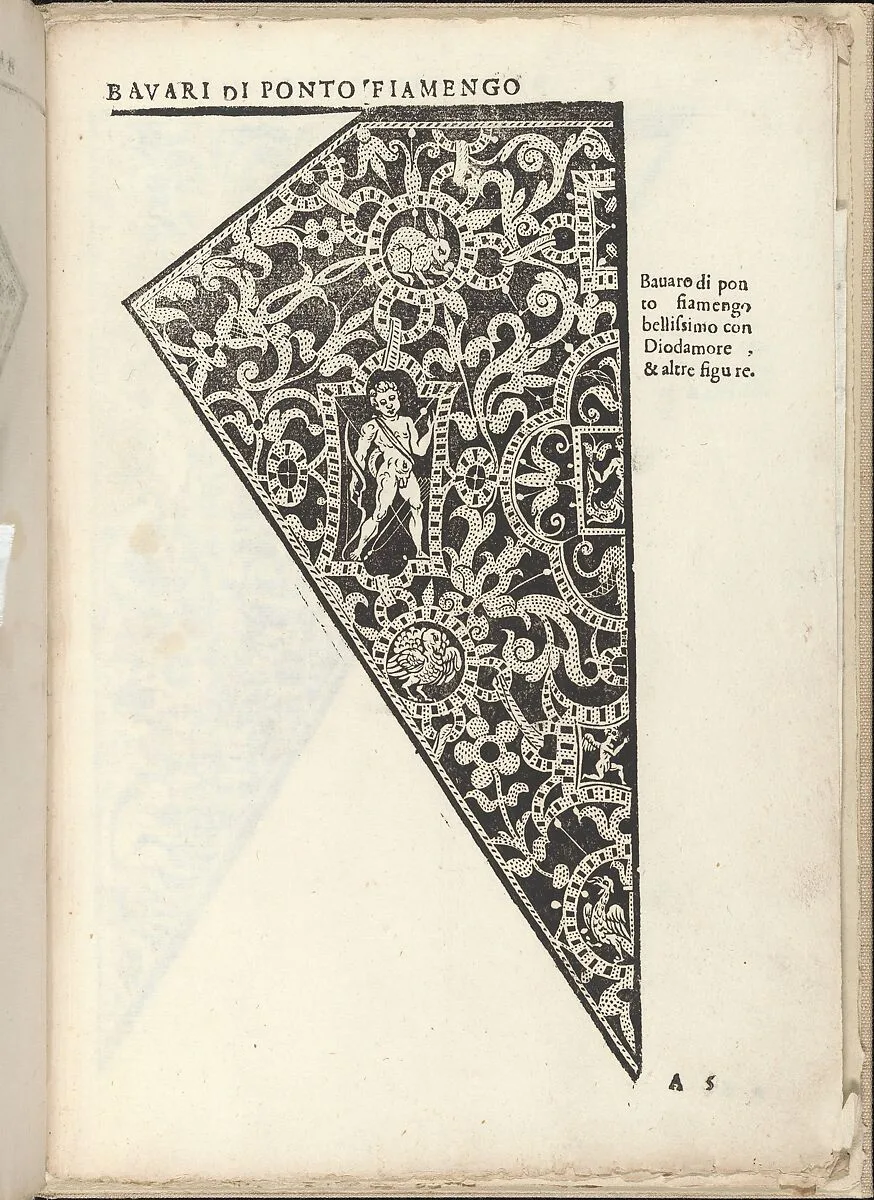 Ornamento nobile...Fatta da Lucretia Romana (Libro V of the Corona), page 5 (recto) — Alessandro de' Vecchi|Cesare Vecellio