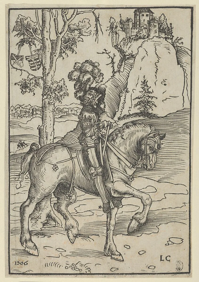 Knight on Horseback Riding Towards the Right — Lucas Cranach the Elder