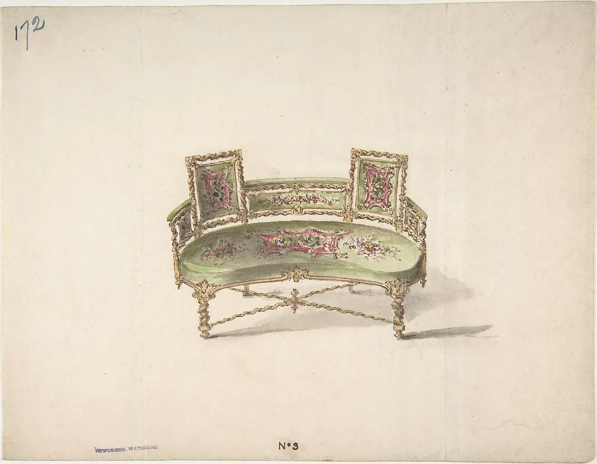 Design for a Curve-backed Settee — Anonymous, British, 19th century