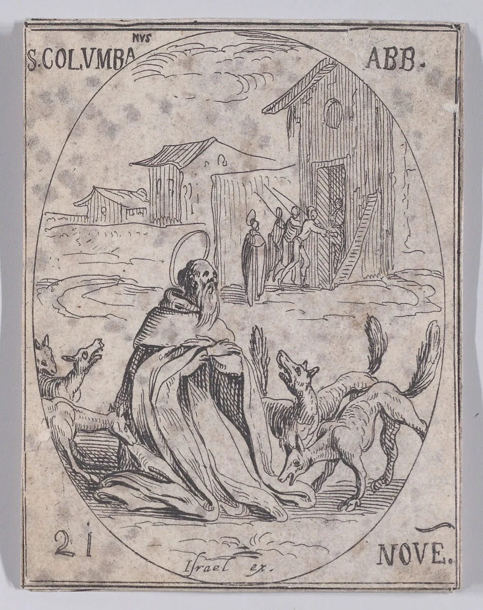 S. Colomban, abbé (St. Colomban, Abbot), November 21st, from "Les Images De Tous Les Saincts et Saintes de L'Année" (Images of All of the Saints and Religious Events of the Year) — Jacques Callot|Israël Henriet